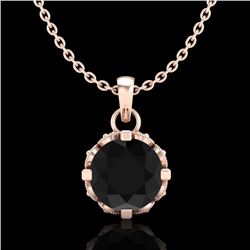 0.85 CTW Fancy Black Diamond Solitaire Art Deco Stud Necklace 18K Rose Gold - REF-81X8T - 37367