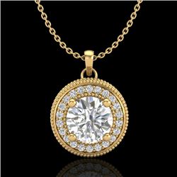 1.25 CTW VS/SI Diamond Solitaire Art Deco Necklace 18K Yellow Gold - REF-218K2W - 37144