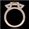 Image 4 : 2.3 CTW Intense Fancy Yellow Diamond Micro Pave 3 Stone Ring 18K Rose Gold - REF-236W4F - 37645