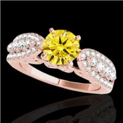 2 CTW Certified Si/I Fancy Intense Yellow Diamond Solitaire Ring 10K Rose Gold - REF-305W5F - 35276