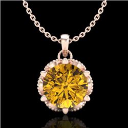 1.36 CTW Intense Fancy Yellow Diamond Art Deco Stud Necklace 18K Rose Gold - REF-180W2F - 38107