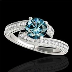 2 CTW Si Certified Fancy Blue Diamond Bypass Solitaire Ring 10K White Gold - REF-227H3A - 35135