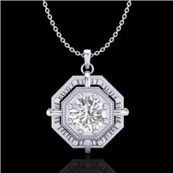 0.75 CTW VS/SI Diamond Solitaire Art Deco Stud Necklace 18K White Gold - REF-202K5W - 36878