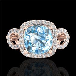 3.75 CTW Topaz & Micro VS/SI Diamond Ring 14K Rose Gold - REF-54N9Y - 23013