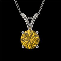 0.56 CTW Certified Intense Yellow SI Diamond Solitaire Necklace 10K White Gold - REF-70F5N - 36734