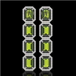 19.44 CTW Tourmaline & Diamond Halo Earrings 10K White Gold - REF-258Y9K - 41591