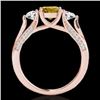 Image 2 : 1.75 CTW Certified Si/I Fancy Intense Yellow Diamond 3 Stone Ring 10K Rose Gold - REF-236N4Y - 35357