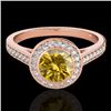 Image 1 : 1.3 CTW Certified Si/I Fancy Intense Yellow Diamond Solitaire Halo Ring 10K Rose Gold - REF-168H4A -