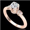 Image 1 : 1 CTW VS/SI Diamond Solitaire Art Deco Ring 18K Rose Gold - REF-157X5T - 36852