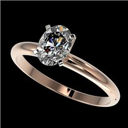 1 CTW Certified VS/SI Quality Oval Diamond Solitaire Ring 10K Rose Gold - REF-297F2N - 32895