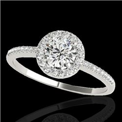 1.2 CTW H-SI/I Certified Diamond Solitaire Halo Ring 10K White Gold - REF-150T9M - 33499