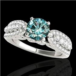 1.7 CTW Si Certified Fancy Blue Diamond Solitaire Ring 10K White Gold - REF-180K2W - 35264