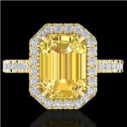 4.50 CTW Citrine And Micro Pave VS/SI Diamond Halo Ring 18K Yellow Gold - REF-60Y8K - 21424