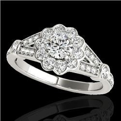 1.65 CTW H-SI/I Certified Diamond Solitaire Halo Ring 10K White Gold - REF-180Y2K - 34034