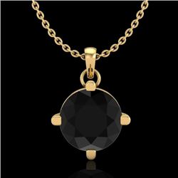 1 CTW Fancy Black Diamond Solitaire Art Deco Stud Necklace 18K Yellow Gold - REF-48N2Y - 38075