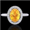 Image 1 : 1.75 CTW Citrine & Micro VS/SI Diamond Ring Solitaire Halo 18K White Gold - REF-43Y6K - 21007