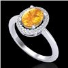 Image 2 : 1.75 CTW Citrine & Micro VS/SI Diamond Ring Solitaire Halo 18K White Gold - REF-43Y6K - 21007