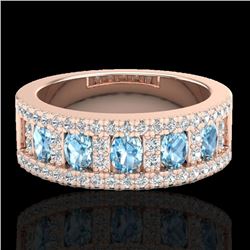 2 CTW Topaz & Micro Pave VS/SI Diamond Designer Inspired Band Ring 10K Rose Gold - REF-60M4H - 20818