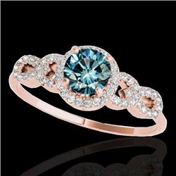 1.33 CTW Si Certified Fancy Blue Diamond Solitaire Ring 10K Rose Gold - REF-161H8A - 35319