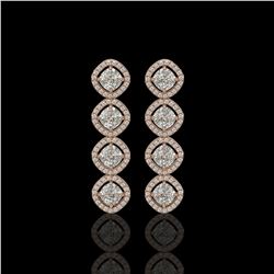 5.28 CTW Cushion Cut Diamond Designer Earrings 18K Rose Gold - REF-981W6F - 42810