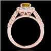 Image 2 : 3 CTW Certified Si/I Fancy Intense Yellow Diamond Solitaire Halo Ring 10K Rose Gold - REF-345K5W - 3