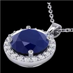 2 CTW Sapphire & Halo VS/SI Diamond Micro Pave Necklace 18K White Gold - REF-44N2Y - 21575