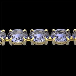 24 CTW Tanzanite Eternity Designer Inspired Tennis Bracelet 14K Yellow Gold - REF-218K2W - 23397