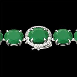 76 CTW Emerald & Micro VS/SI Diamond Halo Designer Bracelet 14K White Gold - REF-461M5H - 22257