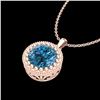 Image 2 : 1 CTW Intense Blue Diamond Solitaire Art Deco Stud Necklace 18K Rose Gold - REF-158Y2K - 37489