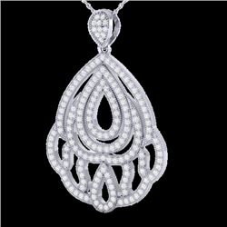 1.50 CTW Micro Pave VS/SI Diamond Necklace Designer 18K White Gold - REF-154F8N - 21281