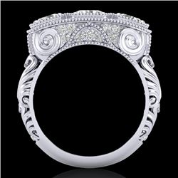 2.51 CTW VS/SI Diamond Solitaire Art Deco 3 Stone Ring 18K White Gold - REF-360Y2K - 36989