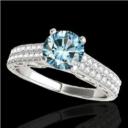 1.91 CTW Si Certified Blue Diamond Solitaire Antique Ring 10K White Gold - REF-247H3A - 34707