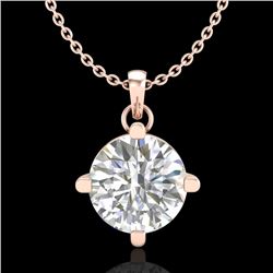 1 CTW VS/SI Diamond Solitaire Art Deco Stud Necklace 18K Rose Gold - REF-345F5N - 37233