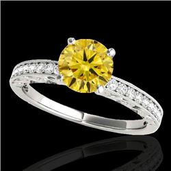 1.18 CTW Certified Si Intense Yellow Diamond Solitaire Antique Ring 10K White Gold - REF-174Y5K - 34