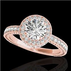 1.51 CTW H-SI/I Certified Diamond Solitaire Halo Ring 10K Rose Gold - REF-220T2M - 34302