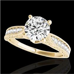 1.5 CTW H-SI/I Certified Diamond Solitaire Antique Ring 10K Yellow Gold - REF-221F8N - 34731