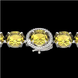 78 CTW Citrine & Micro VS/SI Diamond Halo Designer Bracelet 14K White Gold - REF-212W8F - 22255