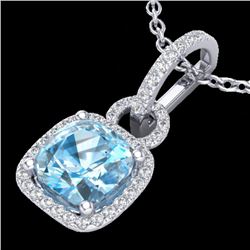 3.50 CTW Topaz & Micro VS/SI Diamond Necklace 18K White Gold - REF-60A8X - 22992