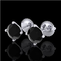 2 CTW Fancy Black Diamond Solitaire Art Deco Stud Earrings 18K White Gold - REF-52N8Y - 38241