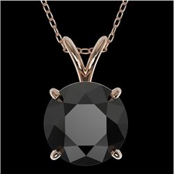 2 CTW Fancy Black VS Diamond Solitaire Necklace 10K Rose Gold - REF-43Y2K - 33234