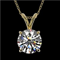 1.30 CTW Certified H-SI/I Quality Diamond Solitaire Necklace 10K Yellow Gold - REF-240A2X - 36784