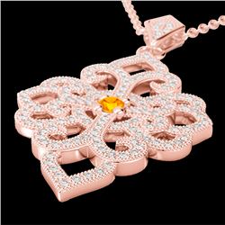 1.40 CTW Citrine & Micro Pave VS/SI Diamond Designer Necklace 14K Rose Gold - REF-127A3X - 22553