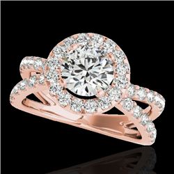 2.01 CTW H-SI/I Certified Diamond Solitaire Halo Ring 10K Rose Gold - REF-209K3W - 34026