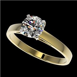 1 CTW Certified H-SI/I Quality Diamond Solitaire Engagement Ring 10K Yellow Gold - REF-199M5H - 3298