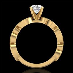 1.01 CTW VS/SI Diamond Solitaire Art Deco Ring 18K Yellow Gold - REF-218X2T - 37318