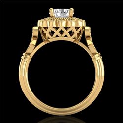 1.2 CTW VS/SI Diamond Solitaire Art Deco Ring 18K Yellow Gold - REF-345T2M - 37051