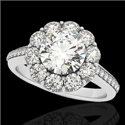 2 CTW H-SI/I Certified Diamond Solitaire Halo Ring 10K White Gold - REF-199H5A - 33250