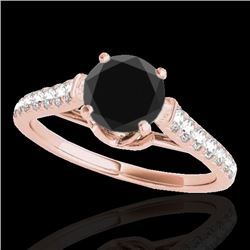 1.46 CTW Certified VS Black Diamond Solitaire Ring 10K Rose Gold - REF-62W8F - 34965