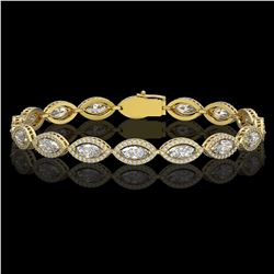 10.61 CTW Marquise Diamond Designer Bracelet 18K Yellow Gold - REF-1946F2N - 42655