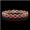 Image 1 : 22.89 CTW Ruby & Diamond Halo Bracelet 10K Rose Gold - REF-291K5W - 40605